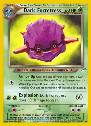 Dark Forretress #35/105 Uncommon - Neo Destiny Pokemon card