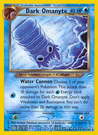 Dark Omanyte #37/105 Uncommon - Neo Destiny Pokemon card