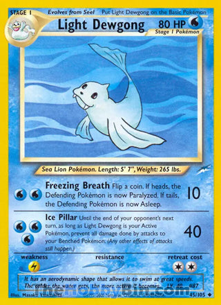 Light Dewgong #45/105 Uncommon - Neo Destiny Pokemon card