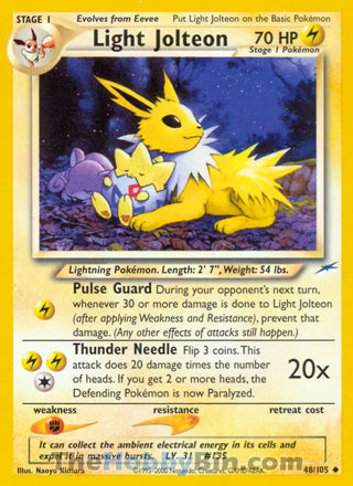 Light Jolteon #48/105 Uncommon - Neo Destiny Pokemon card