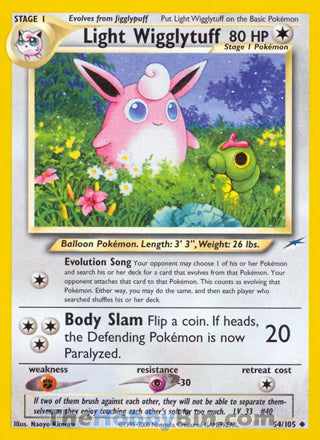 Light Wigglytuff #54/105 Uncommon - Neo Destiny Pokemon card