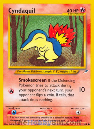 0061 Cyndaquil Common Neo Destiny