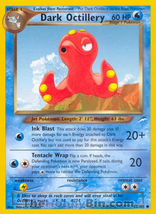 0062 Dark Octillery Common Neo Destiny