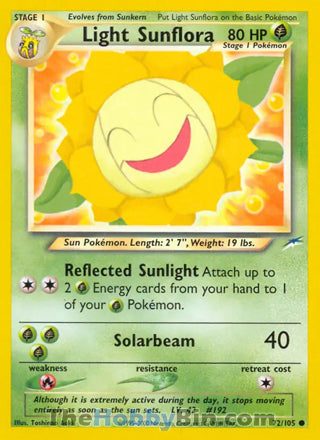 Light Sunflora #72/105 Common - Neo Destiny Pokemon card