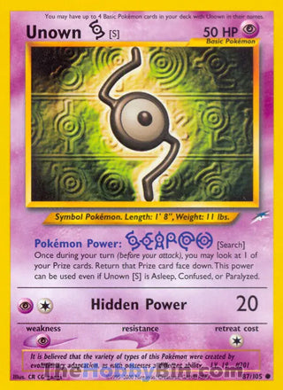0087 Unown [S] Common Neo Destiny