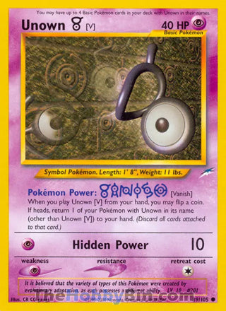 0089 Unown [V] Common Neo Destiny