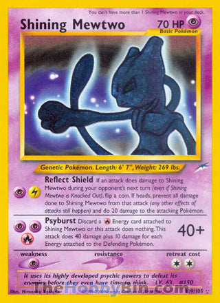 Shining Mewtwo #109/105 Secret Rare - Neo Destiny Pokemon card
