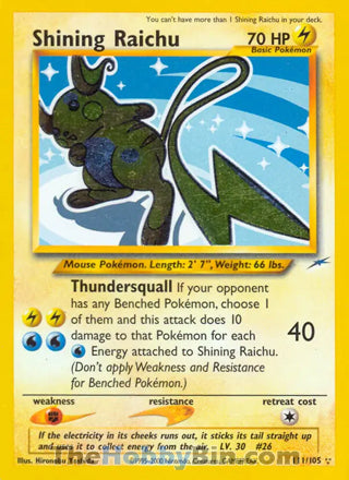 Shining Raichu #111/105 Secret Rare - Neo Destiny Pokemon card