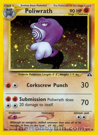 0009 Poliwrath Holo Rare Neo Discovery