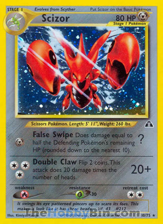 Scizor Neo Discovery Unlimited Holo Rare #10/75