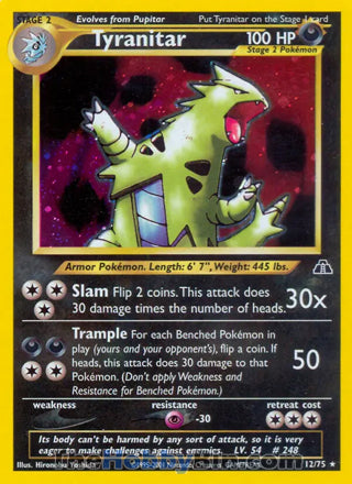 Tyranitar Neo Discovery Unlimited Holo Rare #12/75