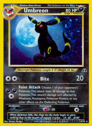 Umbreon Neo Discovery Unlimited Holo Rare #13/75