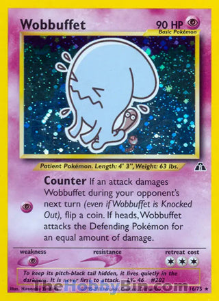 Wobbuffet Neo Discovery Unlimited Holo Rare #16/75