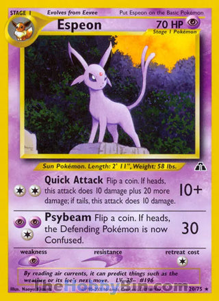 Espeon Neo Discovery Unlimited Rare #20/75