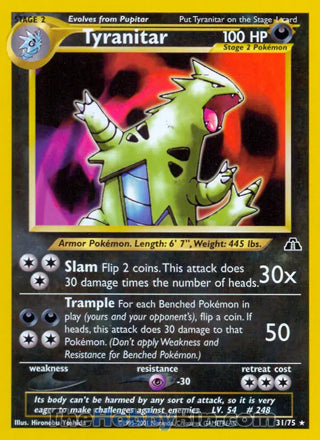 Tyranitar Neo Discovery Unlimited Rare #31/75