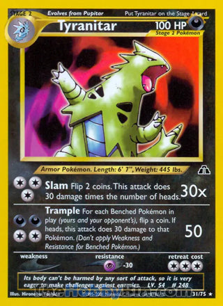 0031 Tyranitar Rare Neo Discovery