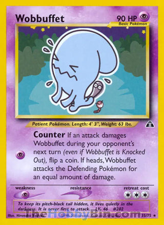 Wobbuffet Neo Discovery Unlimited Rare #35/75