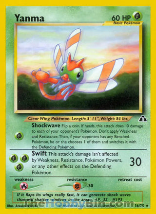 Yanma #36/75 Rare - Neo Discovery Pokemon card