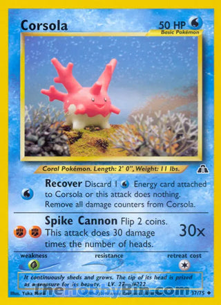 Corsola #37/75 Uncommon - Neo Discovery Pokemon card