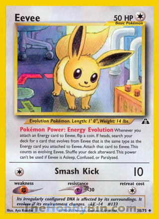 Eevee #38/75 Uncommon - Neo Discovery Pokemon card