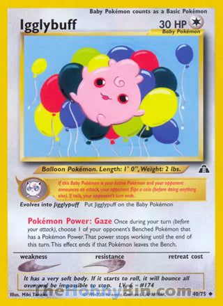 Igglybuff #40/75 Uncommon - Neo Discovery Pokemon card