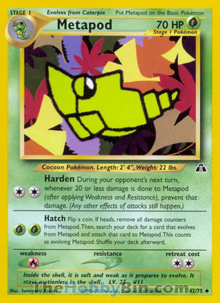 0042 Metapod Uncommon Neo Discovery