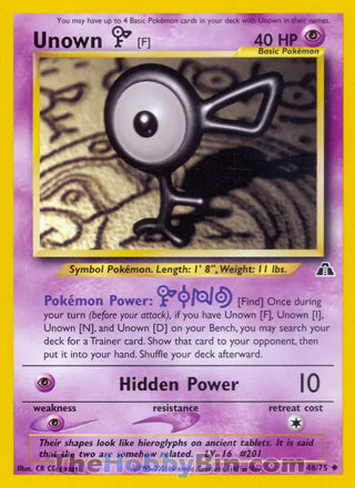 0048 Unown [F] Uncommon Neo Discovery