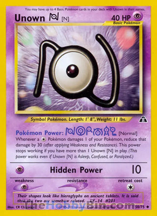 Unown [N] Neo Discovery Unlimited Uncommon #50/75