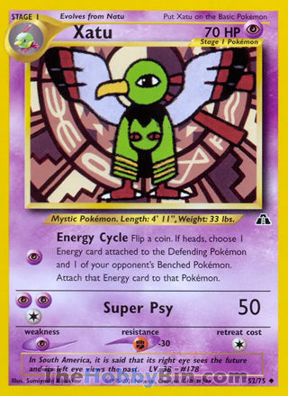 Xatu #52/75 Uncommon - Neo Discovery Pokemon card
