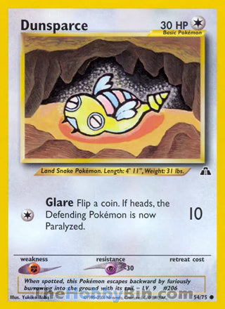 Dunsparce #54/75 Common - Neo Discovery Pokemon card