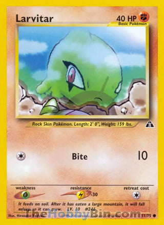 Larvitar #57/75 Common - Neo Discovery Pokemon card