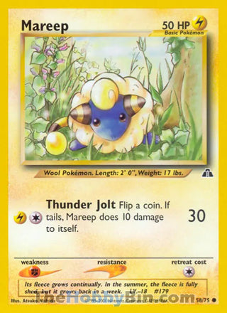 Mareep #58/75 Common - Neo Discovery Pokemon card