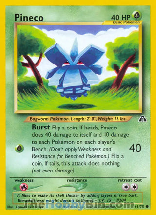 Pineco #61/75 Common - Neo Discovery Pokemon card