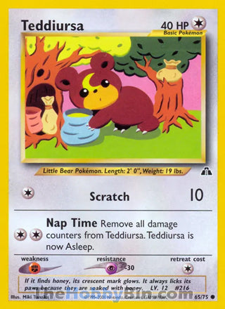 Teddiursa #65/75 Common - Neo Discovery Pokemon card