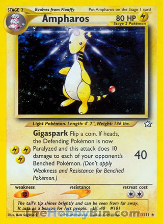 Ampharos Neo Genesis Unlimited Holo Rare #1/111