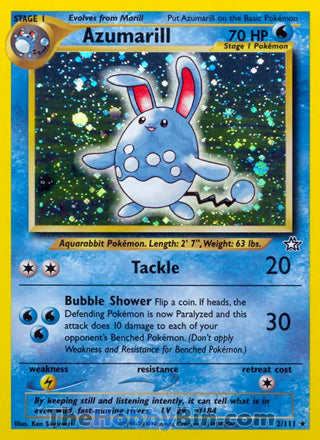 Azumarill Neo Genesis Unlimited Holo Rare #2/111