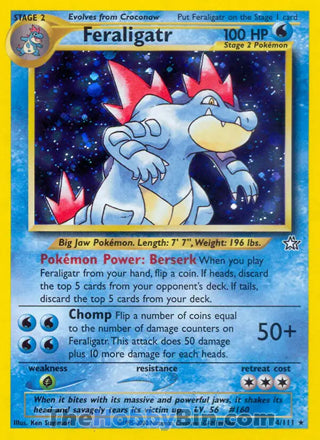 Feraligatr #4/111 Holo Rare - Neo Genesis Pokemon card