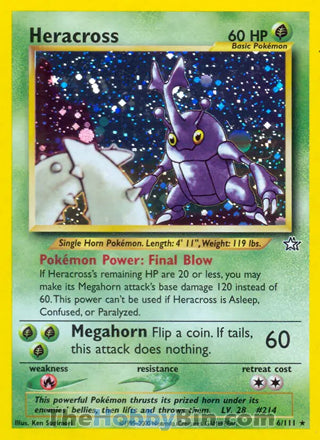 Heracross Neo Genesis Unlimited Holo Rare #6/111