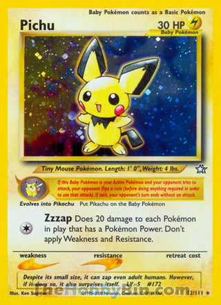 Pichu Neo Genesis Unlimited Holo Rare #12/111