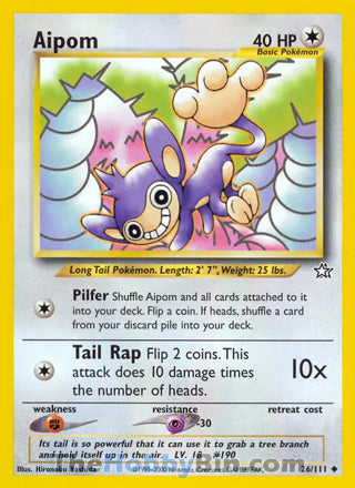 Aipom #26/111 Uncommon - Neo Genesis Pokemon card