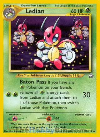 Ledian #39/111 Uncommon - Neo Genesis Pokemon card