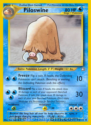 Piloswine #44/111 Uncommon - Neo Genesis Pokemon card