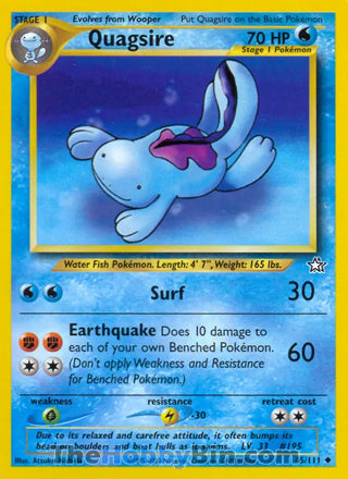 Quagsire Neo Genesis Unlimited Uncommon #45/111