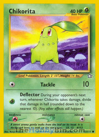 Chikorita #53/111 Common - Neo Genesis Pokemon card