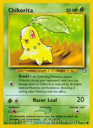 Chikorita #54/111 Common - Neo Genesis Pokemon card