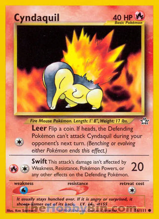 Cyndaquil #56/111 Common - Neo Genesis Pokemon card