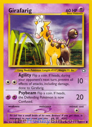 Girafarig #58/111 Common - Neo Genesis Pokemon card
