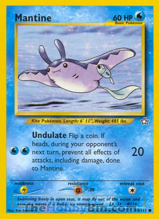 Mantine #64/111 Common - Neo Genesis Pokemon card