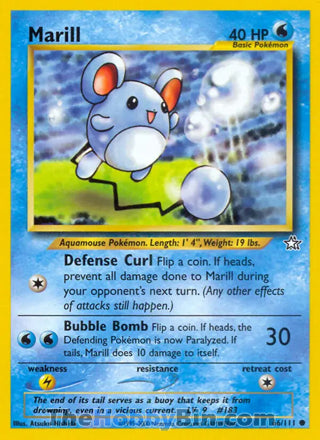 Marill #66/111 Common - Neo Genesis Pokemon card