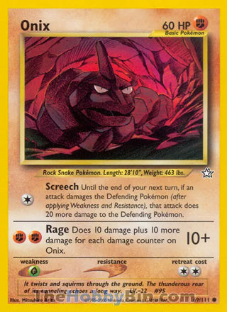 Onix #69/111 Common - Neo Genesis Pokemon card